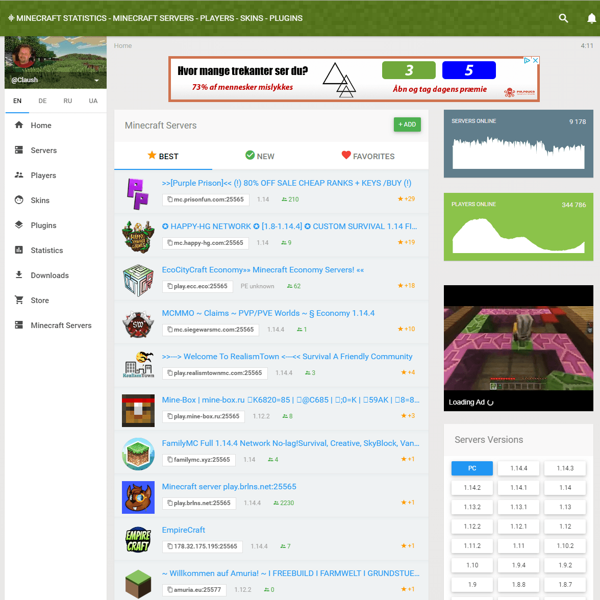minecraft statstics